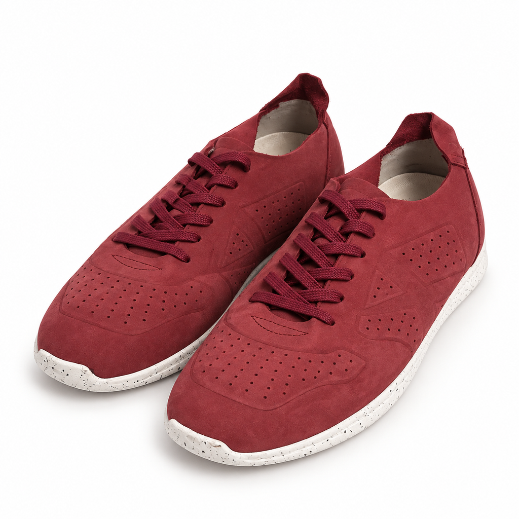 Zapatillas Munich granate perforadas con suela blanca moteada