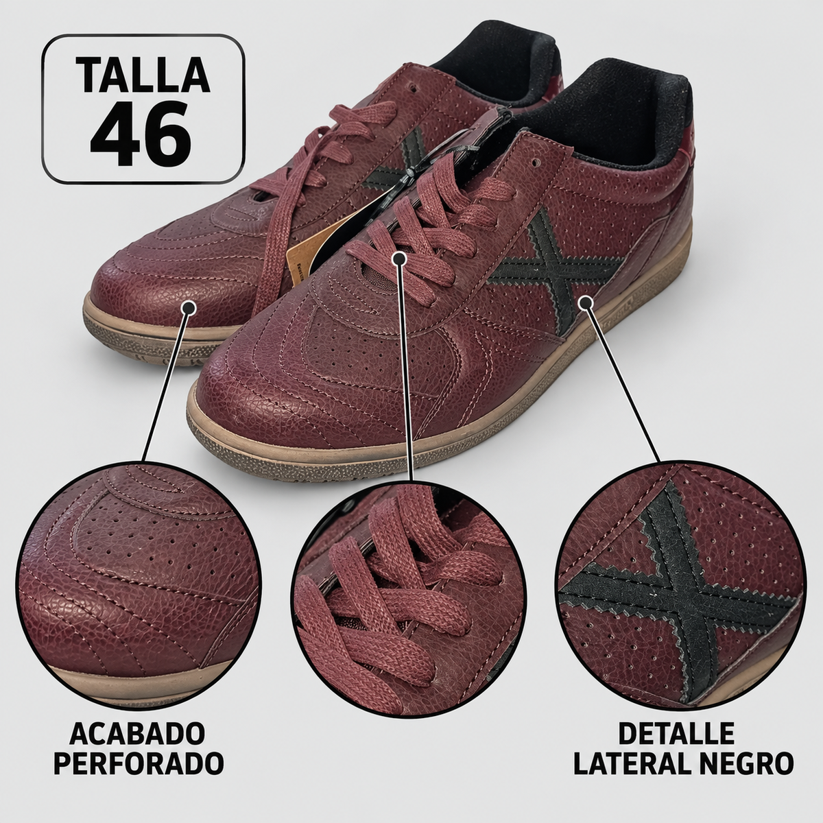 Características de las zapatillas Munich granate talla 46
