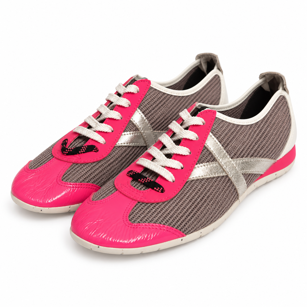 Zapatillas Munich grises y fucsia con detalle plateado - vista principal