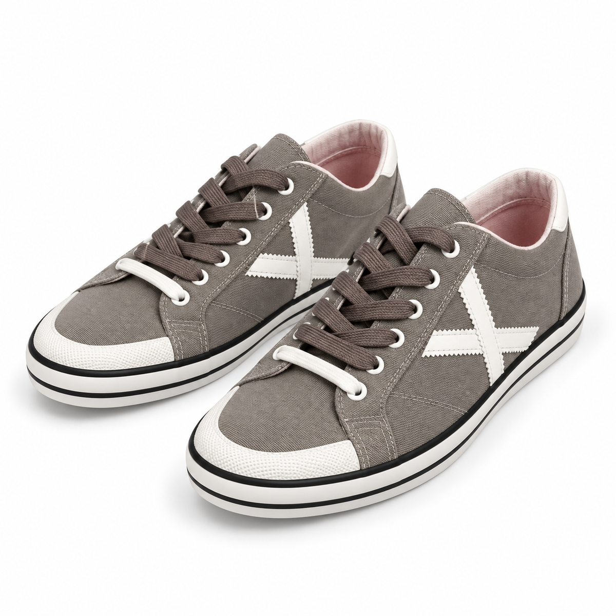 Zapatillas Munich gris textil con detalles blancos - vista principal