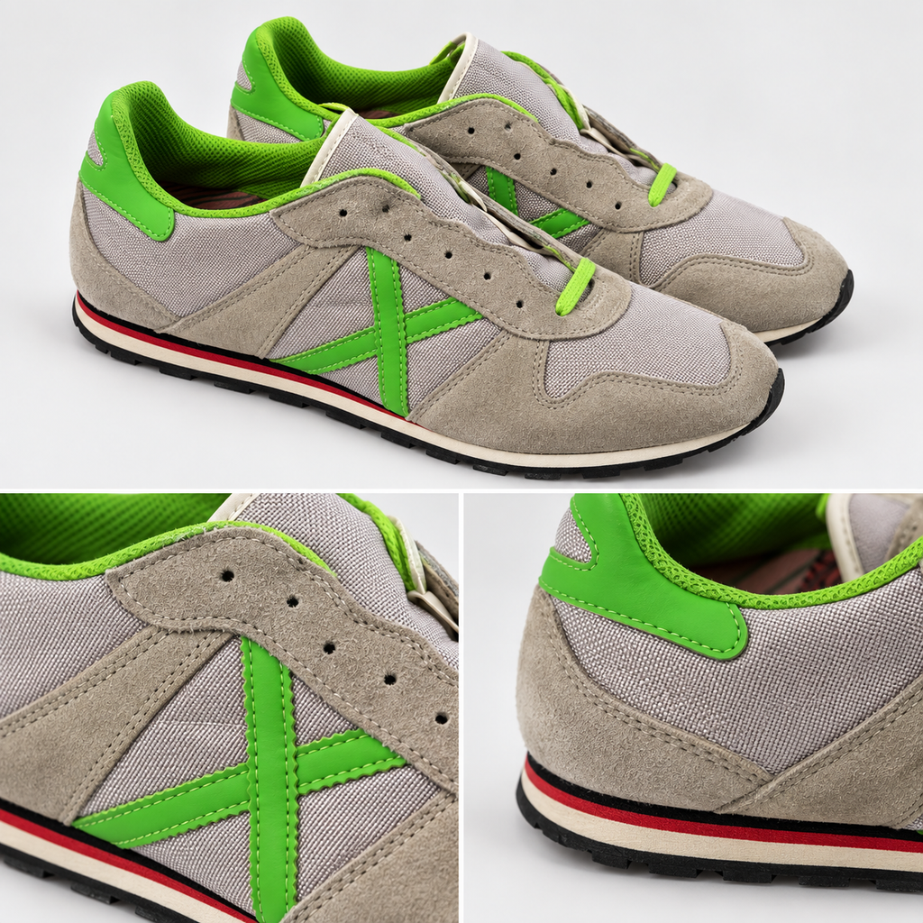 Zapatillas Munich Grises con X Verde Flúor Unisex - detalle de características