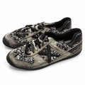 Zapatillas Munich de lentejuelas oscuras con X negra · Talla 45 - portada blanca
