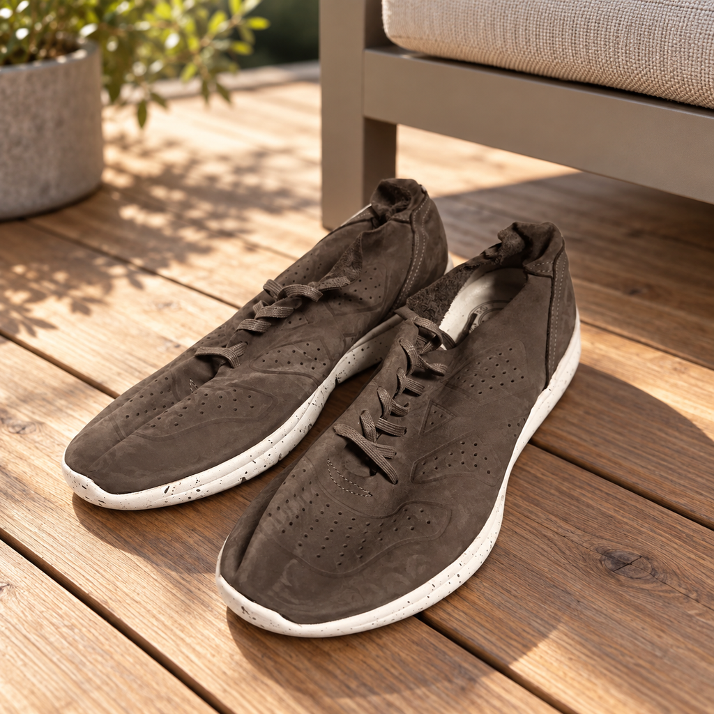 Zapatillas Munich marrón topo en ambiente exterior