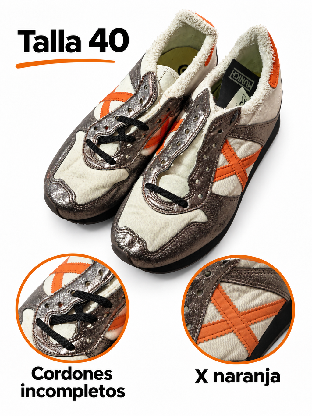 Detalles X naranja y cordones incompletos Munich talla40