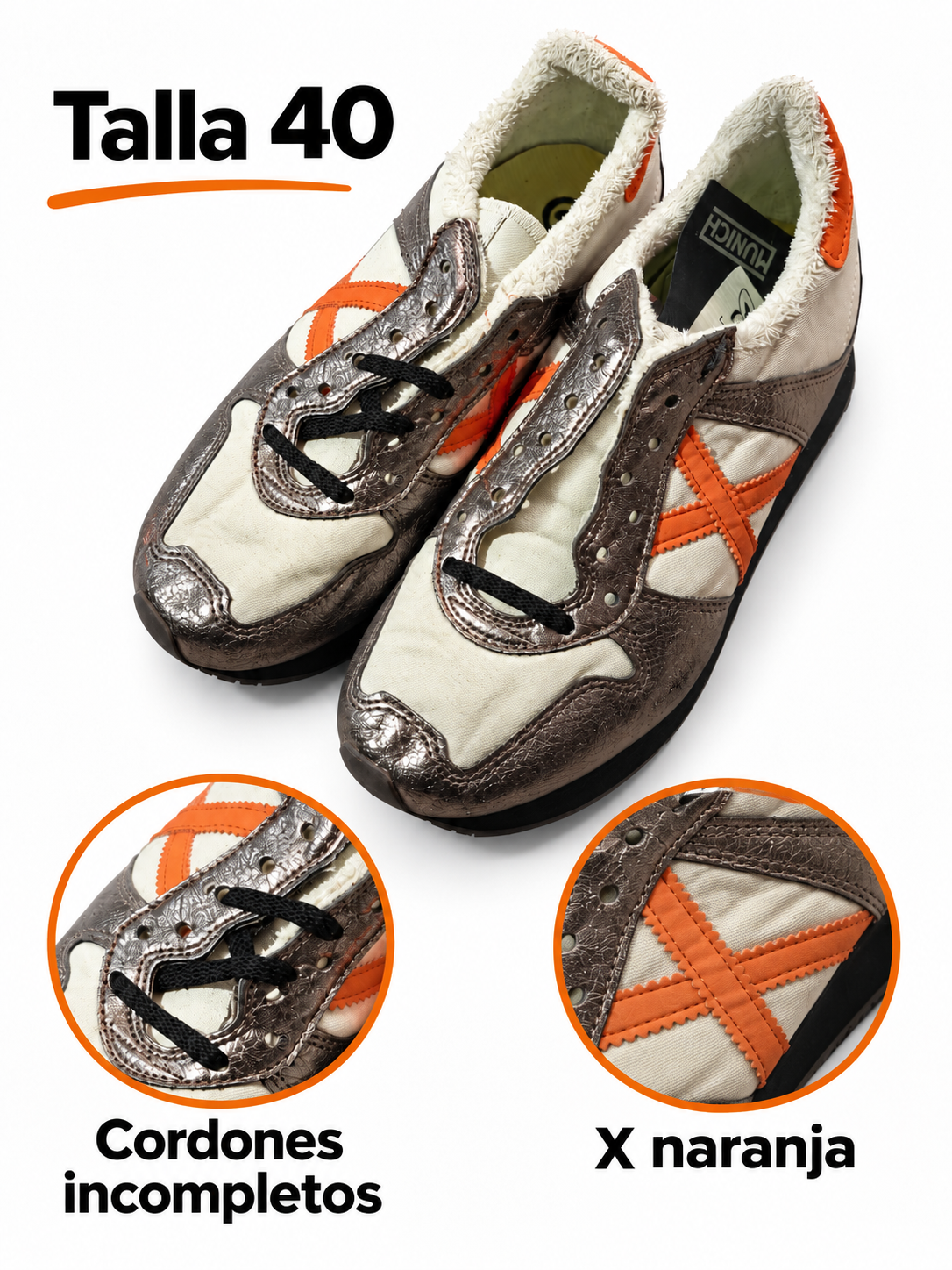Detalles X naranja y cordones incompletos Munich talla40