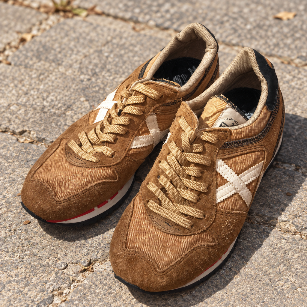 Munich camel X blanca detalle rojo talla 40 ambiente exterior