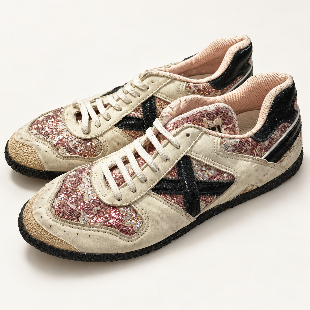 Munich crema floral rosa con X negra talla44 - detalle del estado y diseño