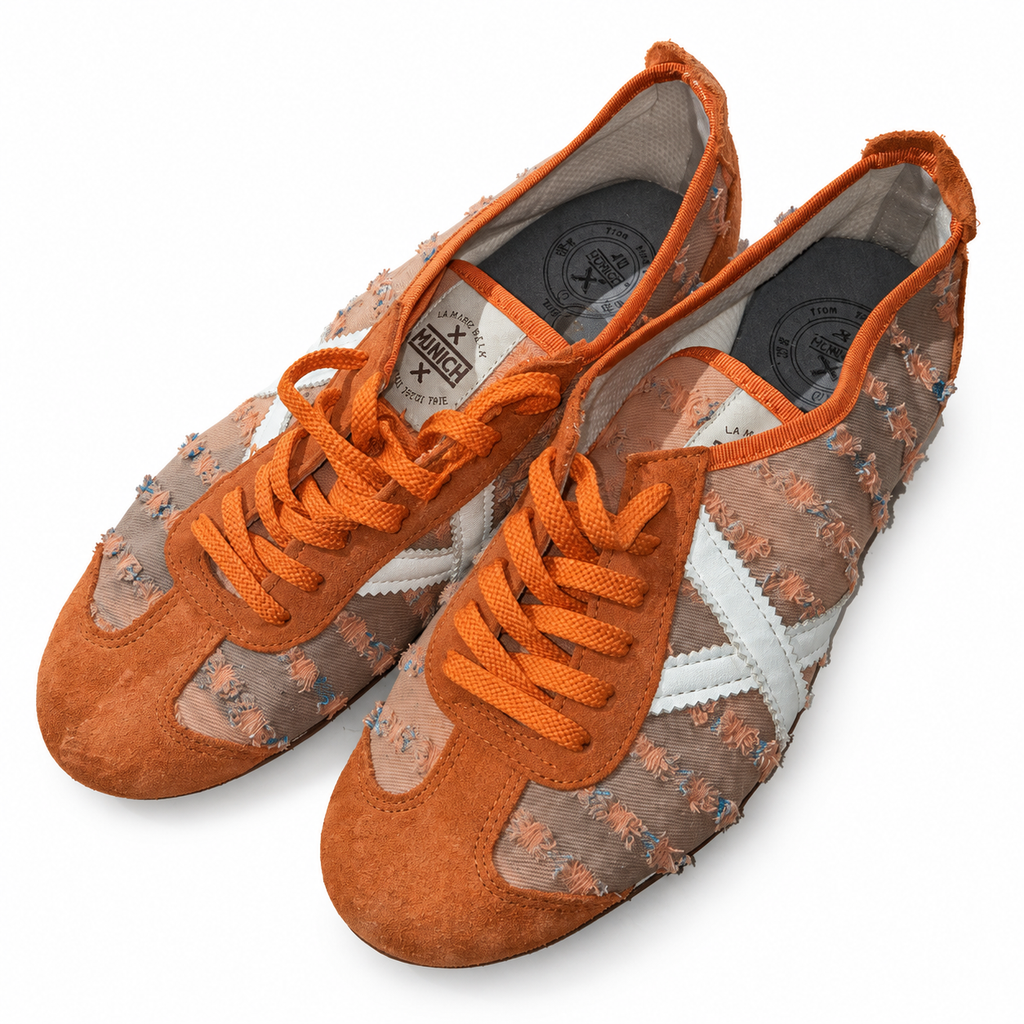Munich naranja tejido con motivos deshilachados X blanca talla40 fondo blanco