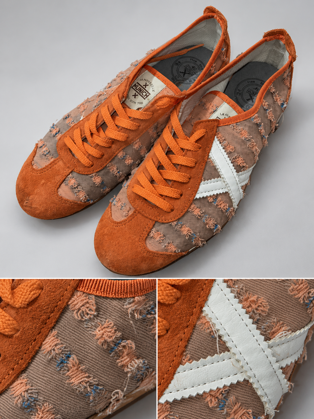 Detalles Munich naranja tejido deshilachado X blanca talla40
