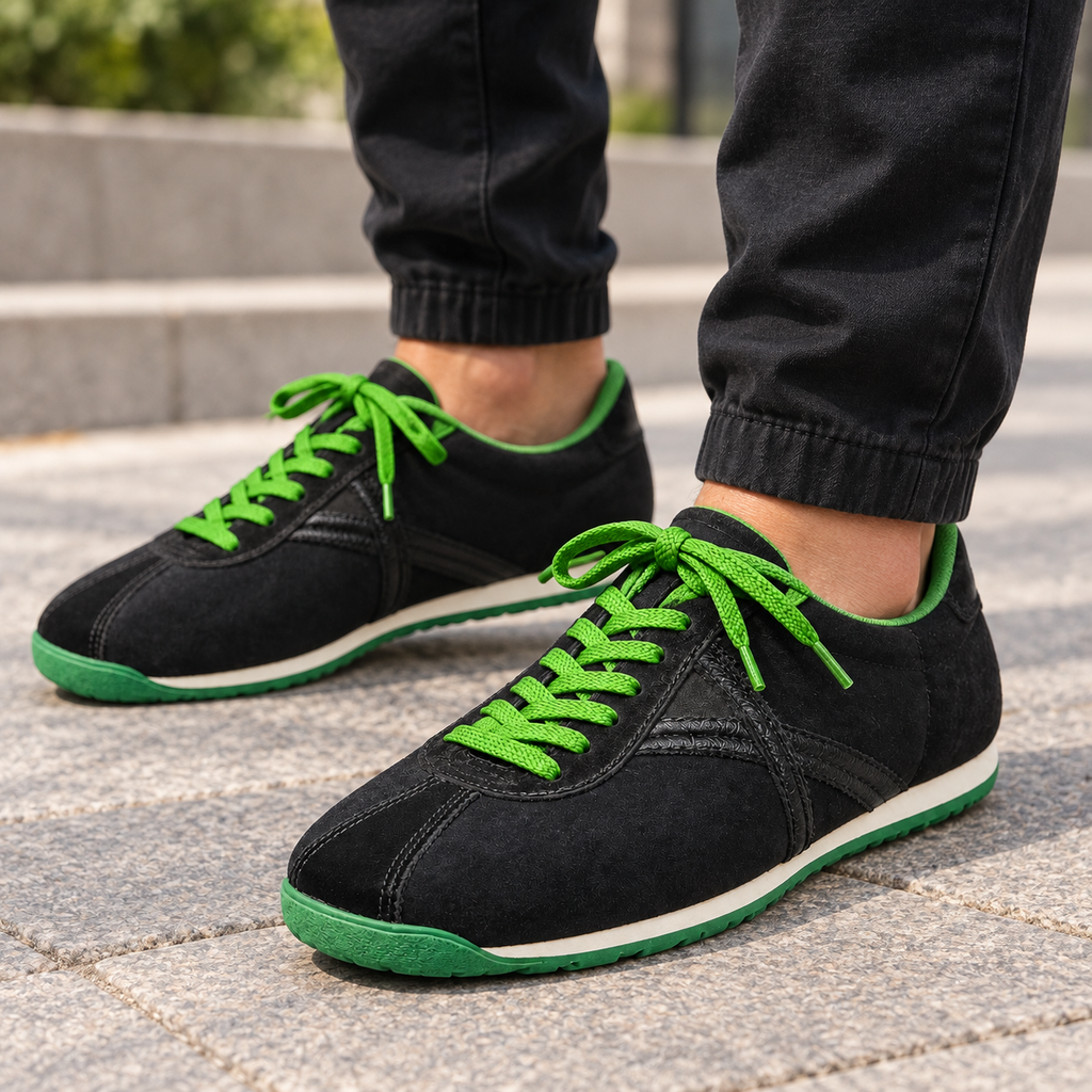 Zapatillas Munich negras con cordones verdes - imagen lifestyle
