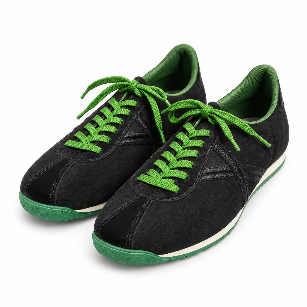 Zapatillas Munich negras con cordones verdes - vista principal