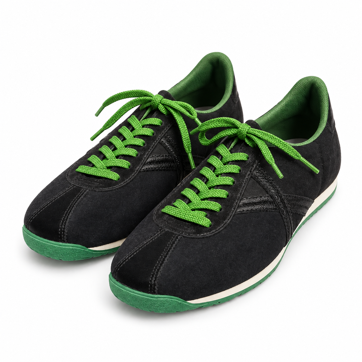 Zapatillas Munich negras con cordones verdes - vista principal