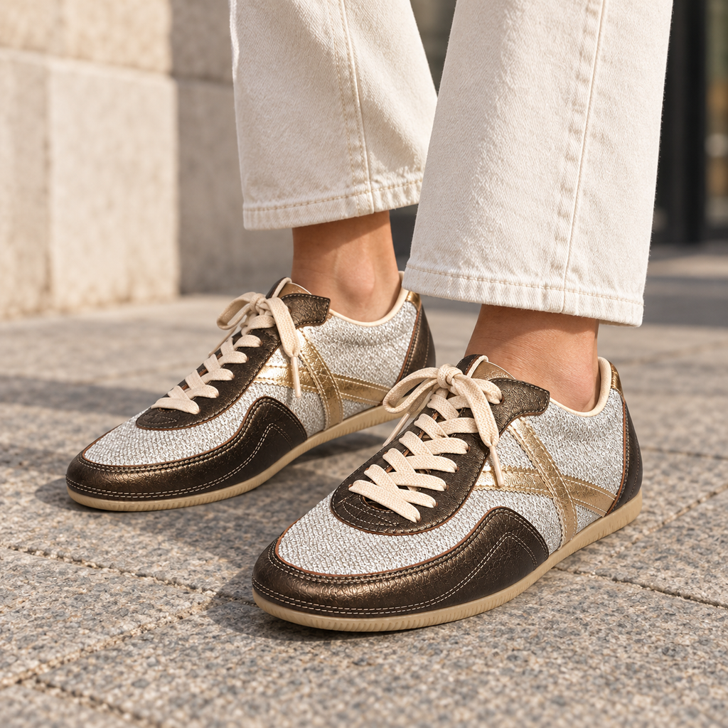 Zapatillas Munich plateadas y bronce metalizado - imagen lifestyle