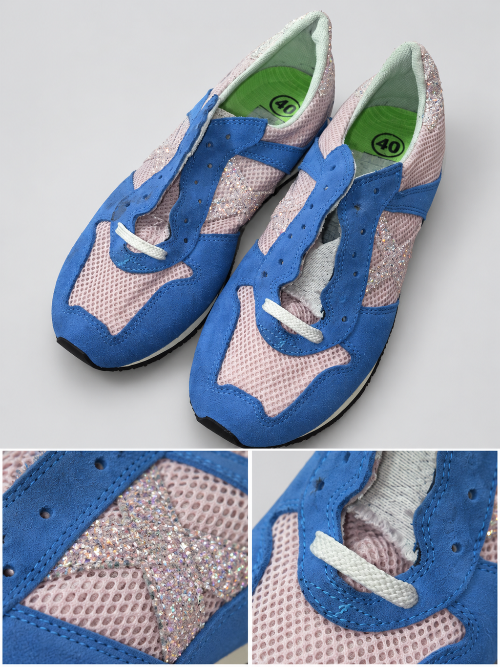 Detalles Munich rosa azul talla40 cordones incompletos