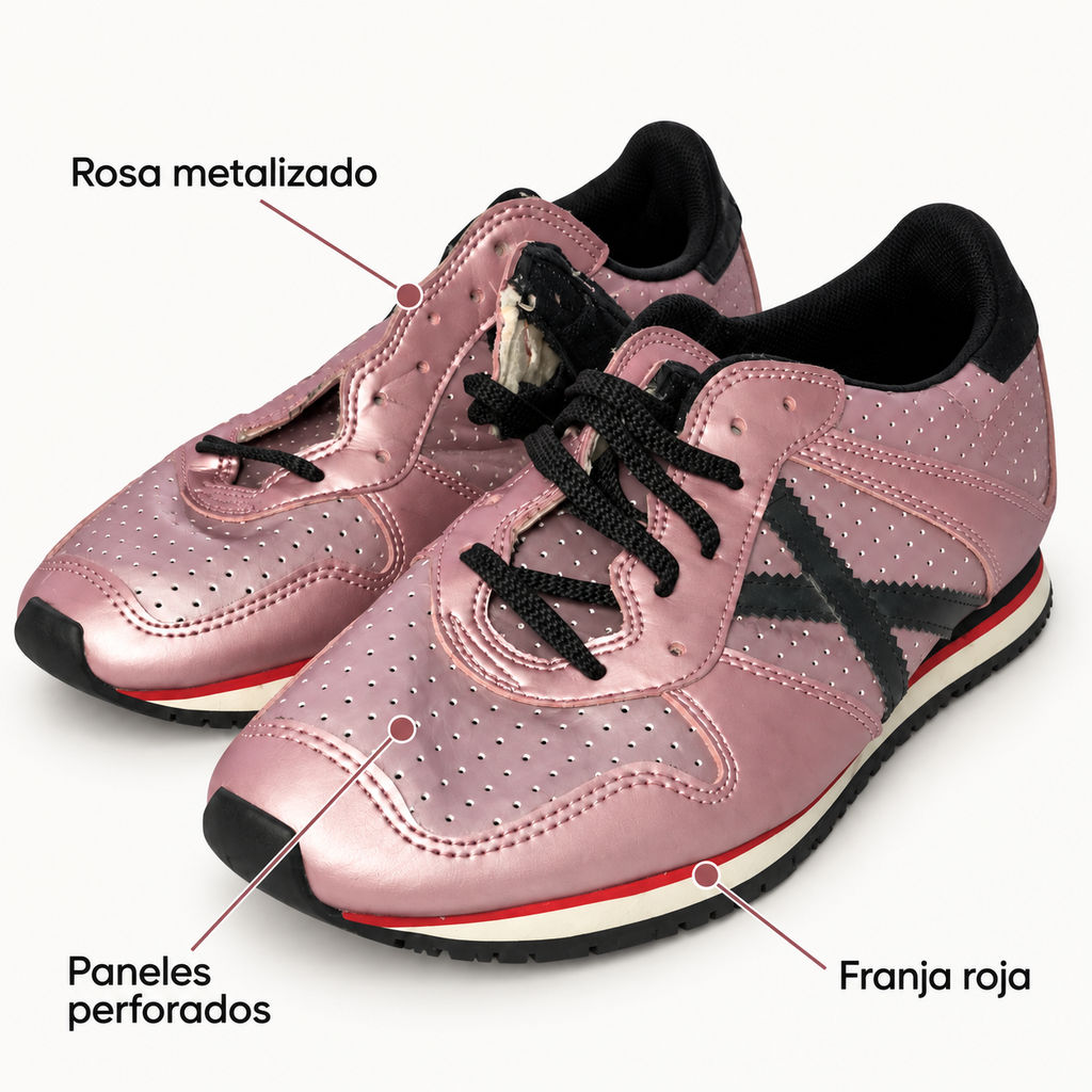 Características de las zapatillas Munich rosa metalizado