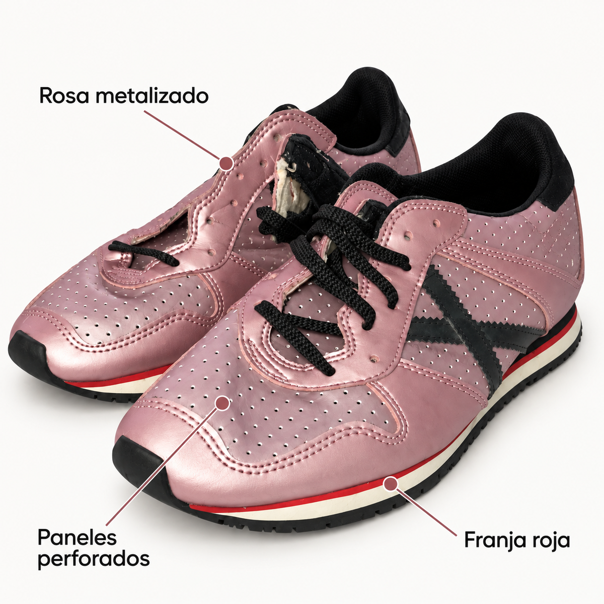 Características de las zapatillas Munich rosa metalizado