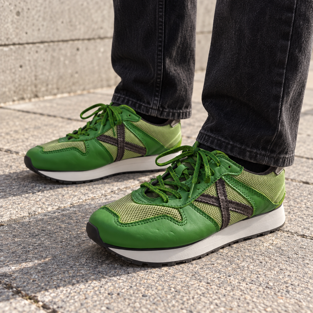 Zapatillas Munich verdes de malla - imagen lifestyle