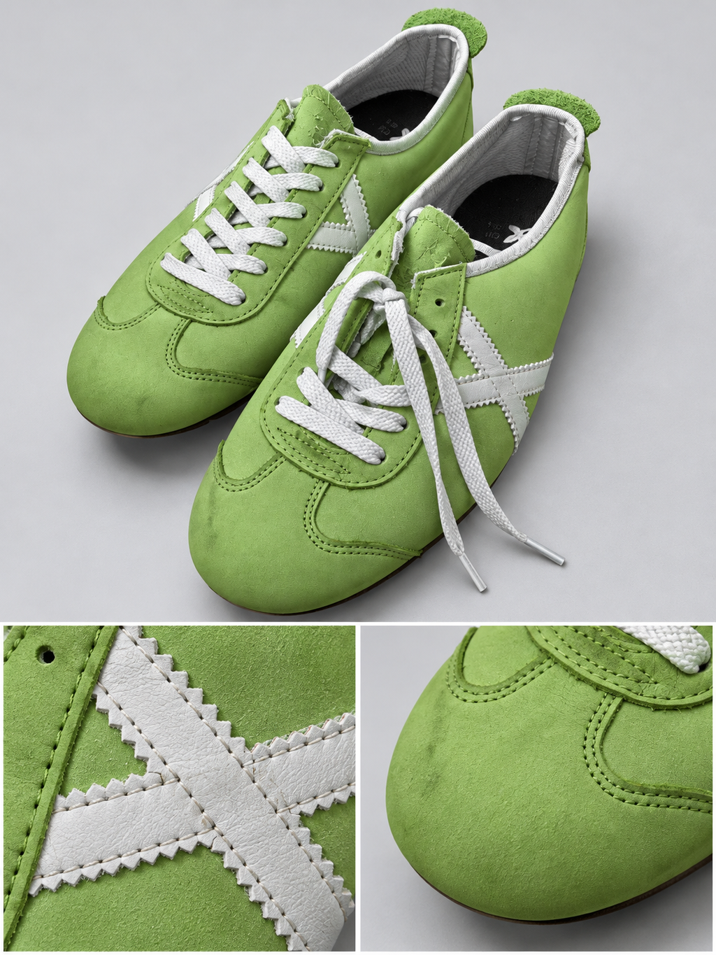 Detalles Munich verdes mate X blanca talla40 cordones claros