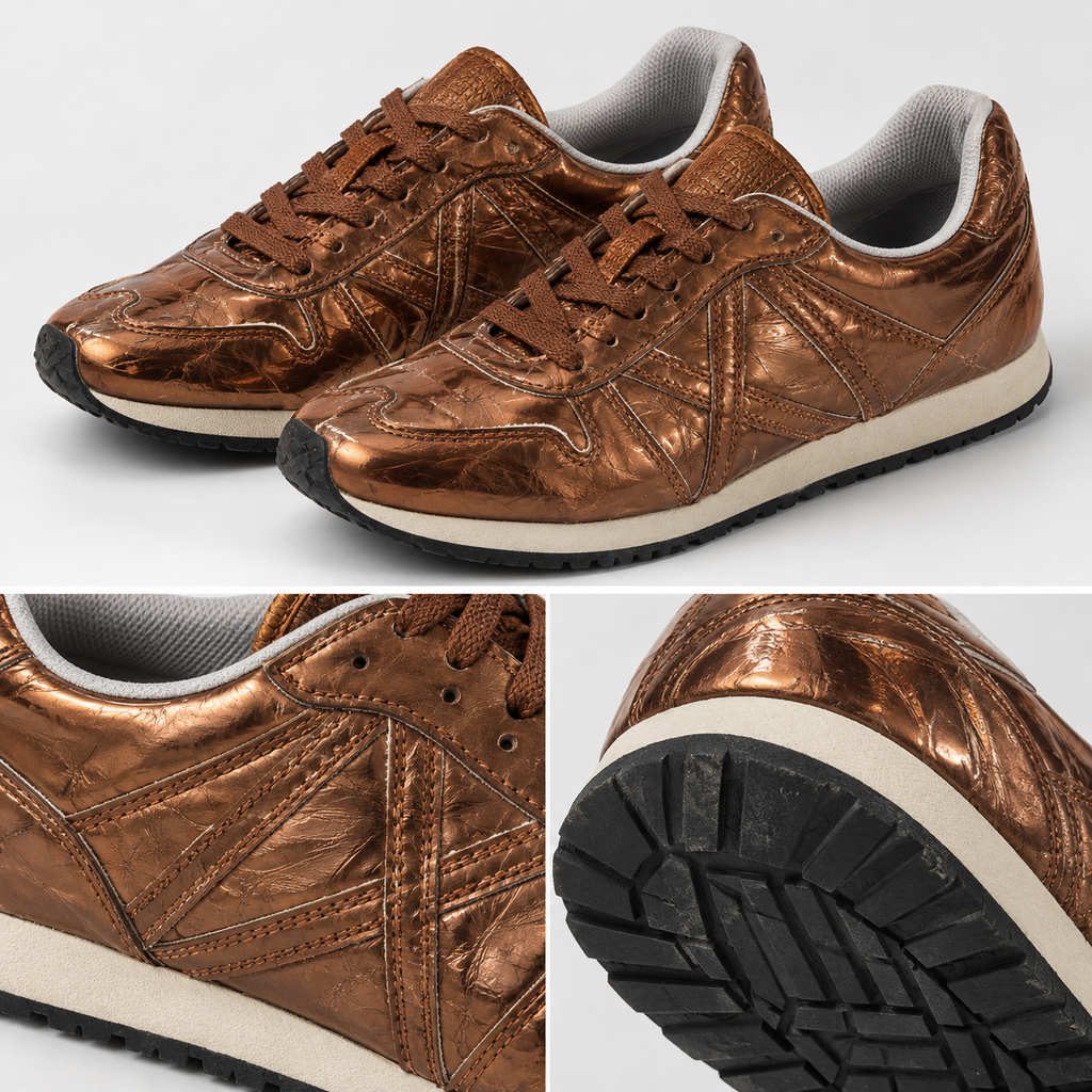 Detalles de las zapatillas Munich cobre metalizado