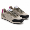 Zapatillas Mustang Joggo Classic 84467 beige y marino para hombre, fondo blanco