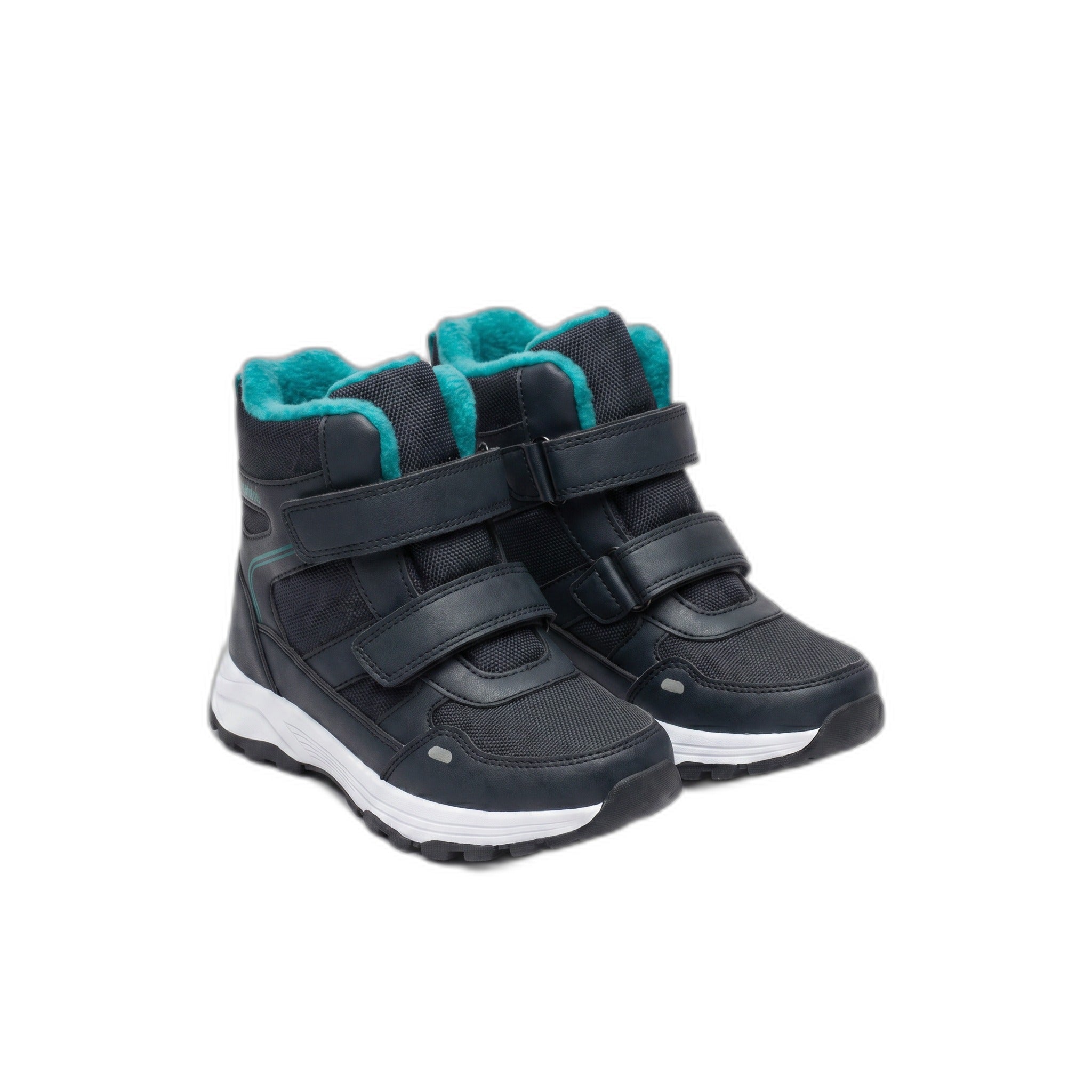 Botas Térmicas Infantiles Negro/Turquesa — Doble Velcro