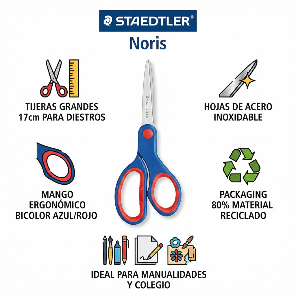 Tijeras Manualidades Staedtler Noris 17cm Diestros