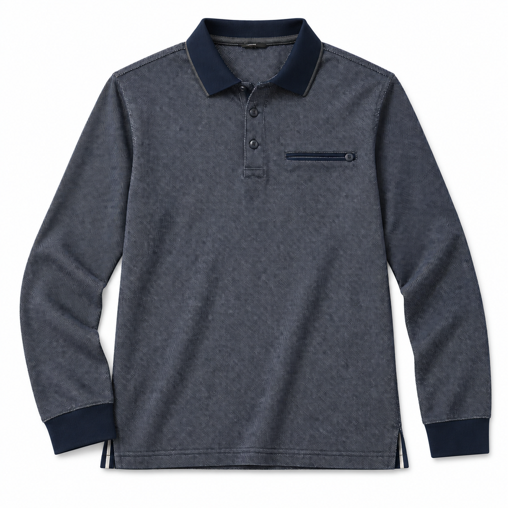 Polo Myfties de manga larga azul marino · Talla L · presentacion