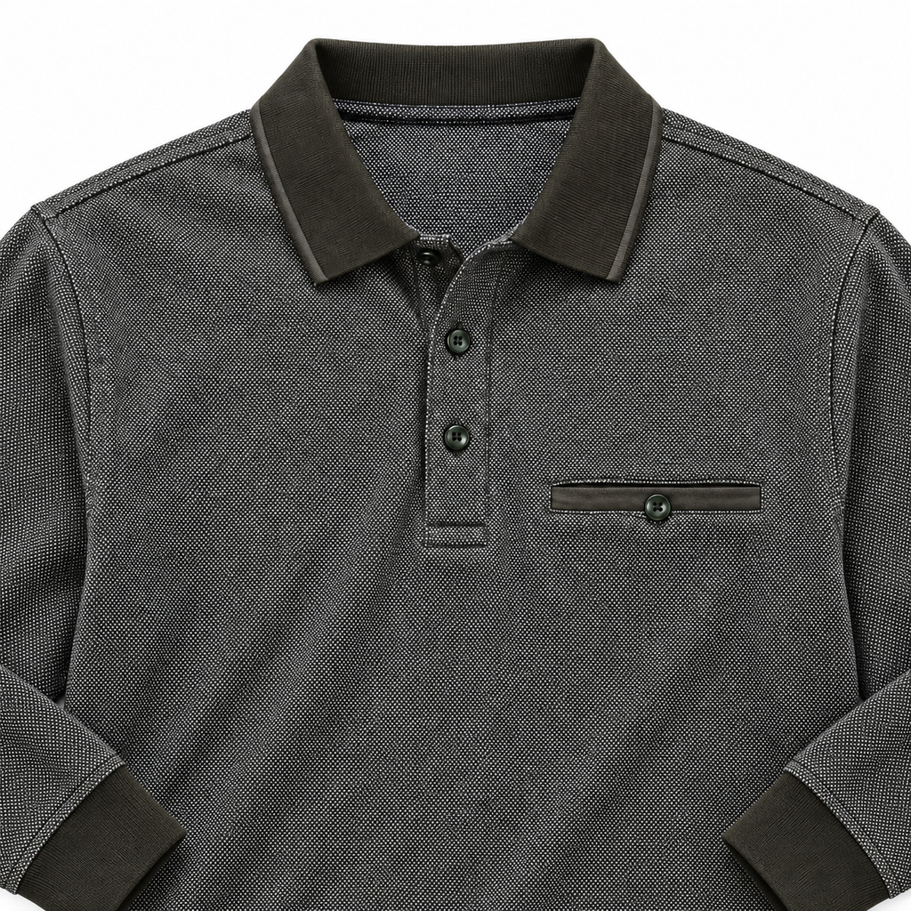 Polo Myfties de manga larga verde grisáceo · Talla M · detalle