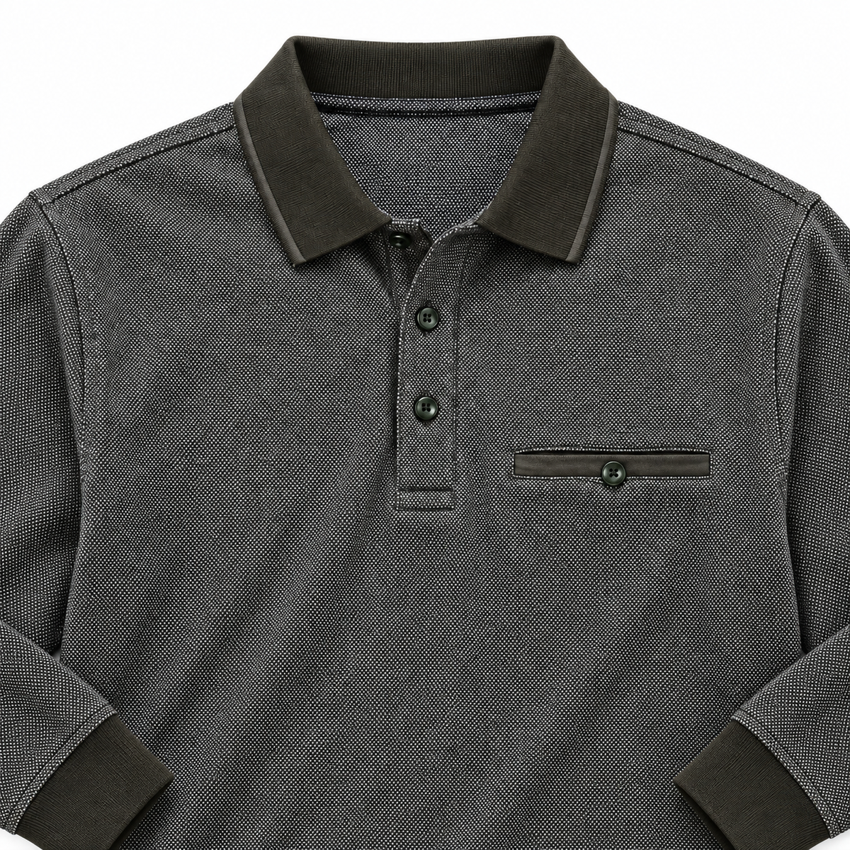 Polo Myfties de manga larga verde grisáceo · Talla M · detalle