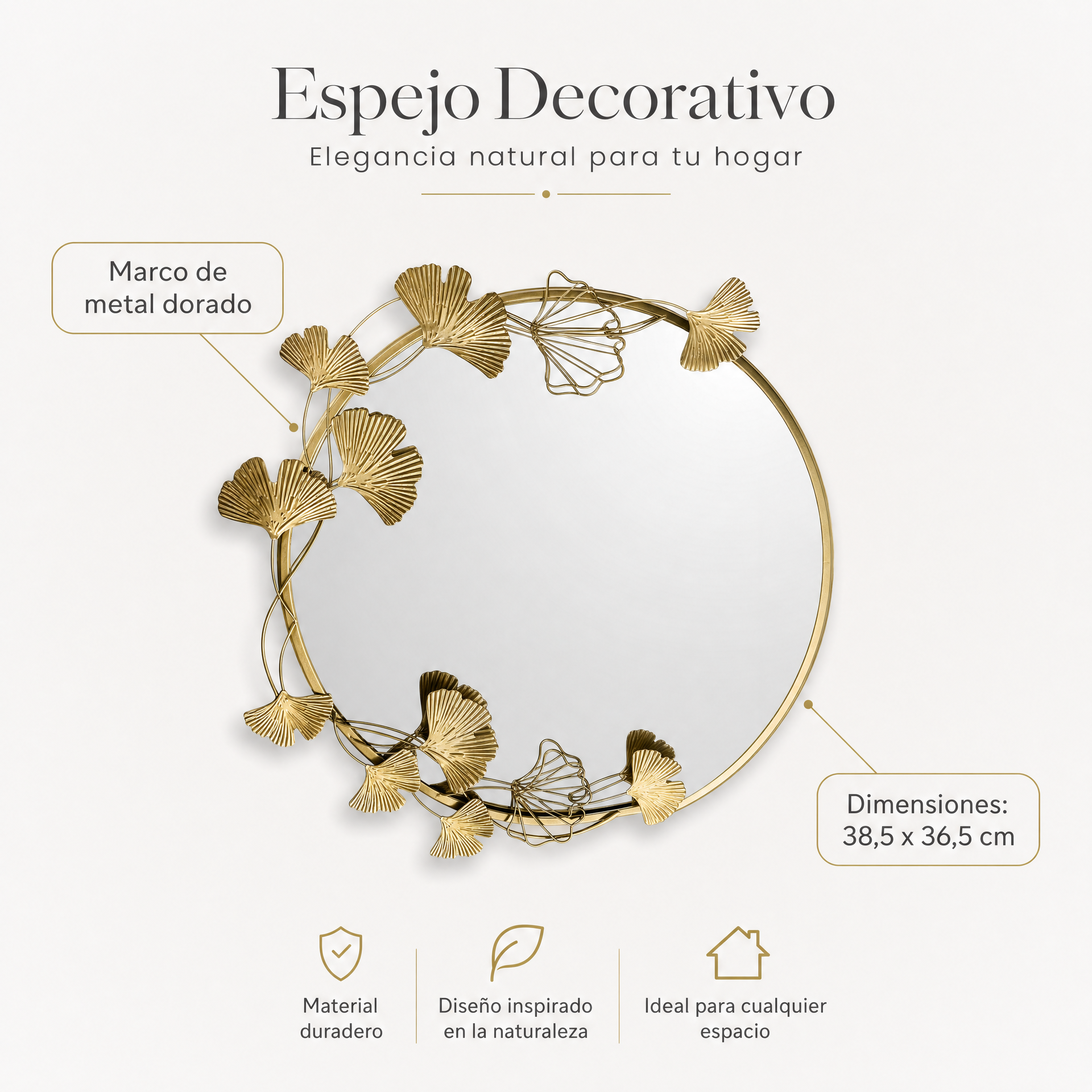 Espejo Decorativo con Hojas Livarno Home