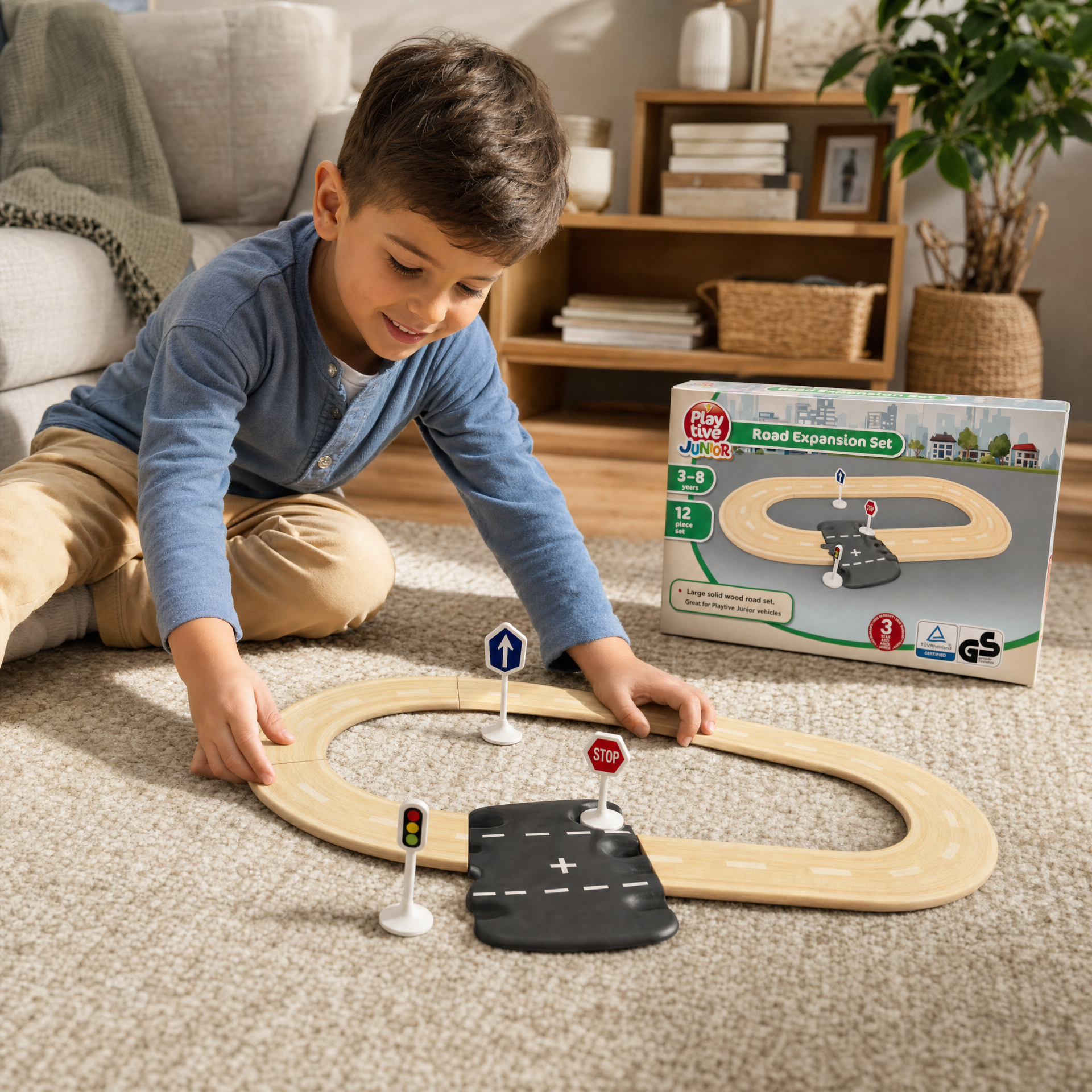 Playtive Junior Set de ampliación de carretera, 12 piezas, 3-8 años