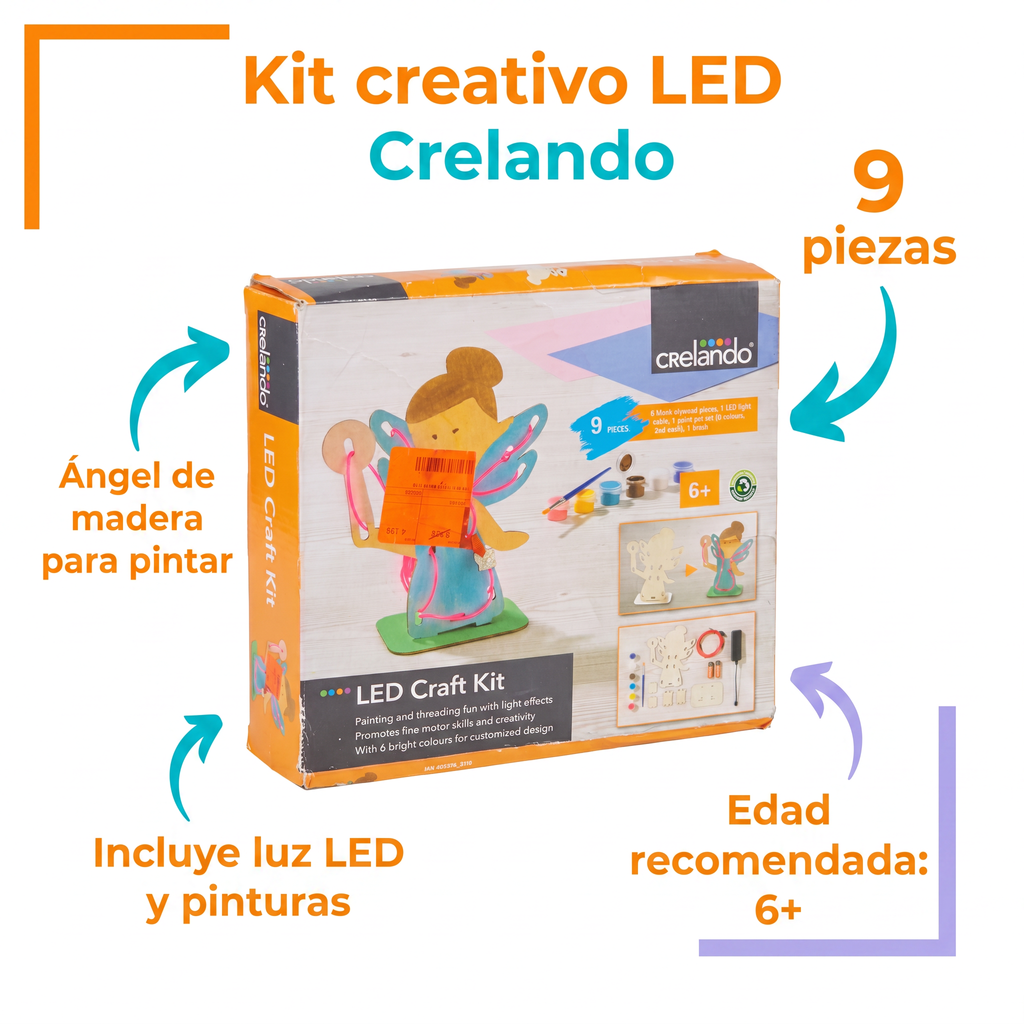 Crelando Kit Creativo LED Ángel de 9 Piezas — Embalaje Dañado