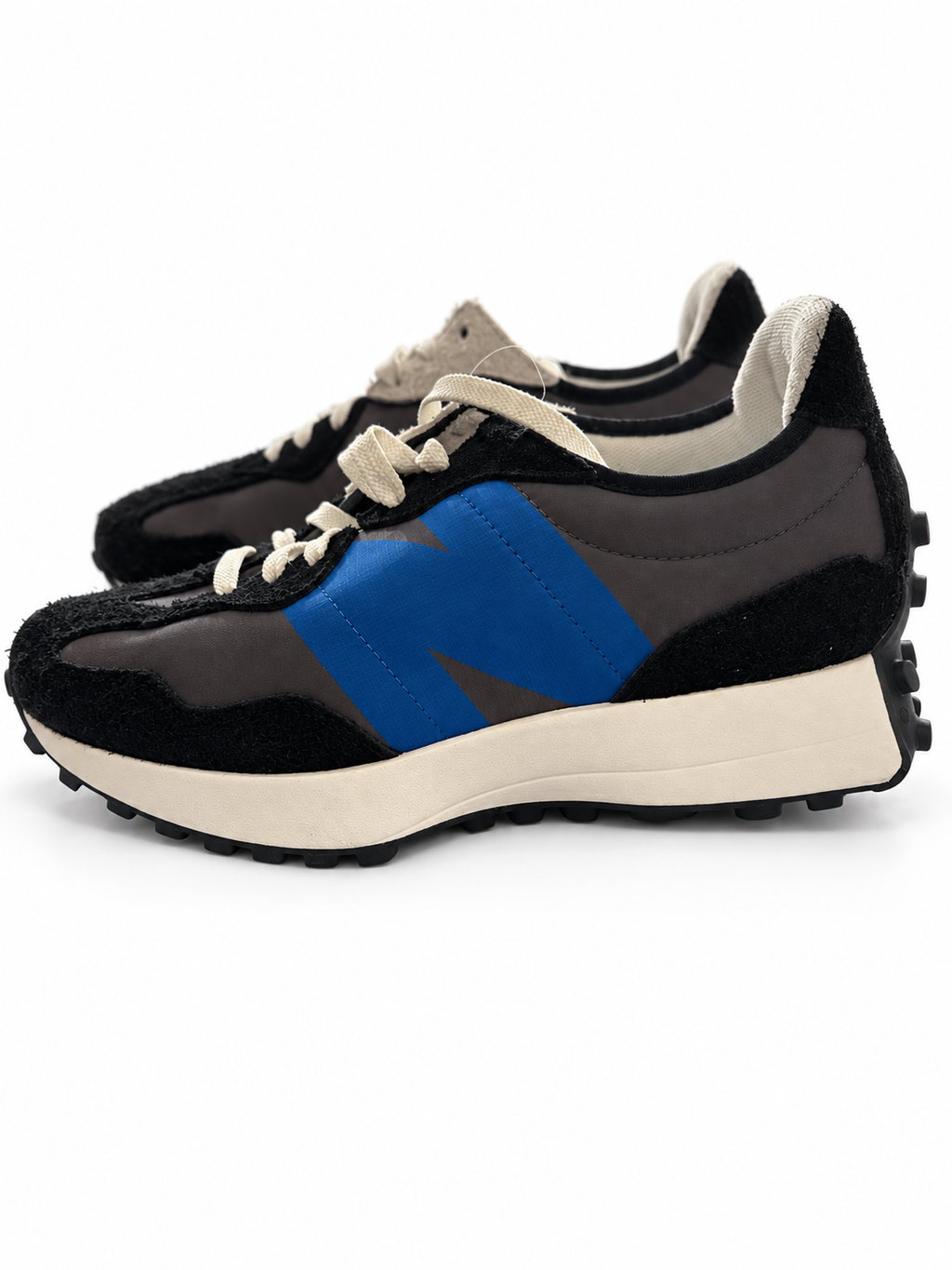 New Balance 327 U327VB negro y gris con N azul, talla EU42.5 según etiqueta fabricante — principal