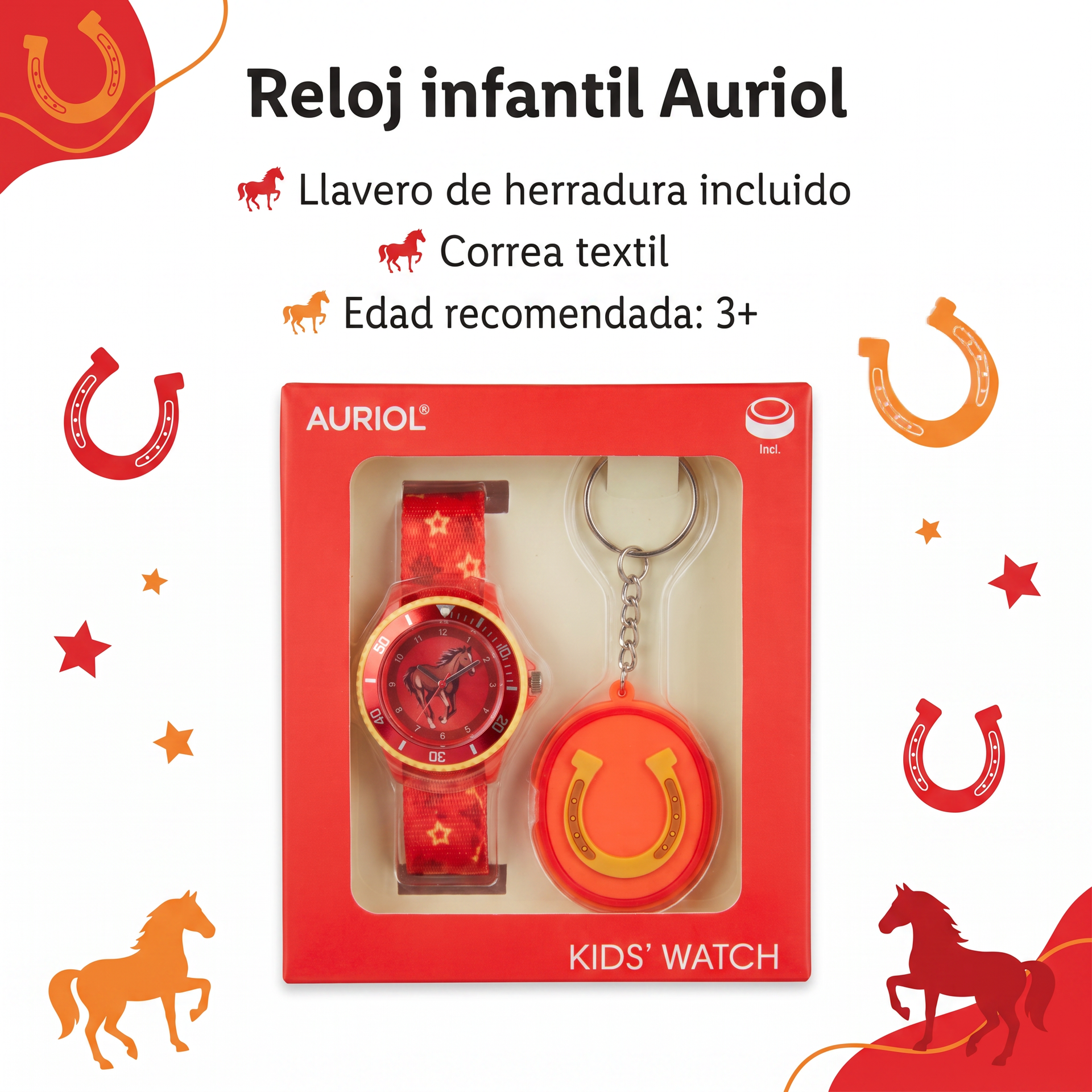 Auriol Reloj Infantil con Llavero de Herradura