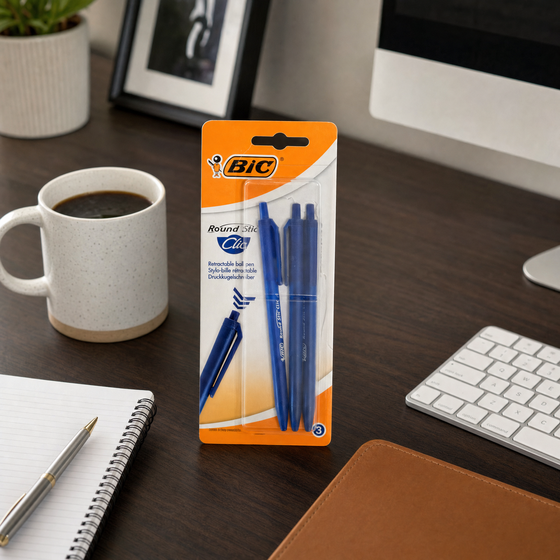 Pack BIC Round Stic bolígrafos azules punta media 1,0 mm