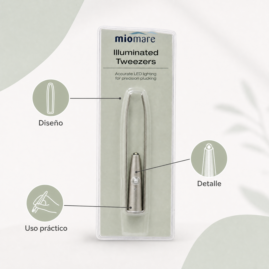 Miomare Pinzas Iluminadas para Cejas con Puntas Alineadas