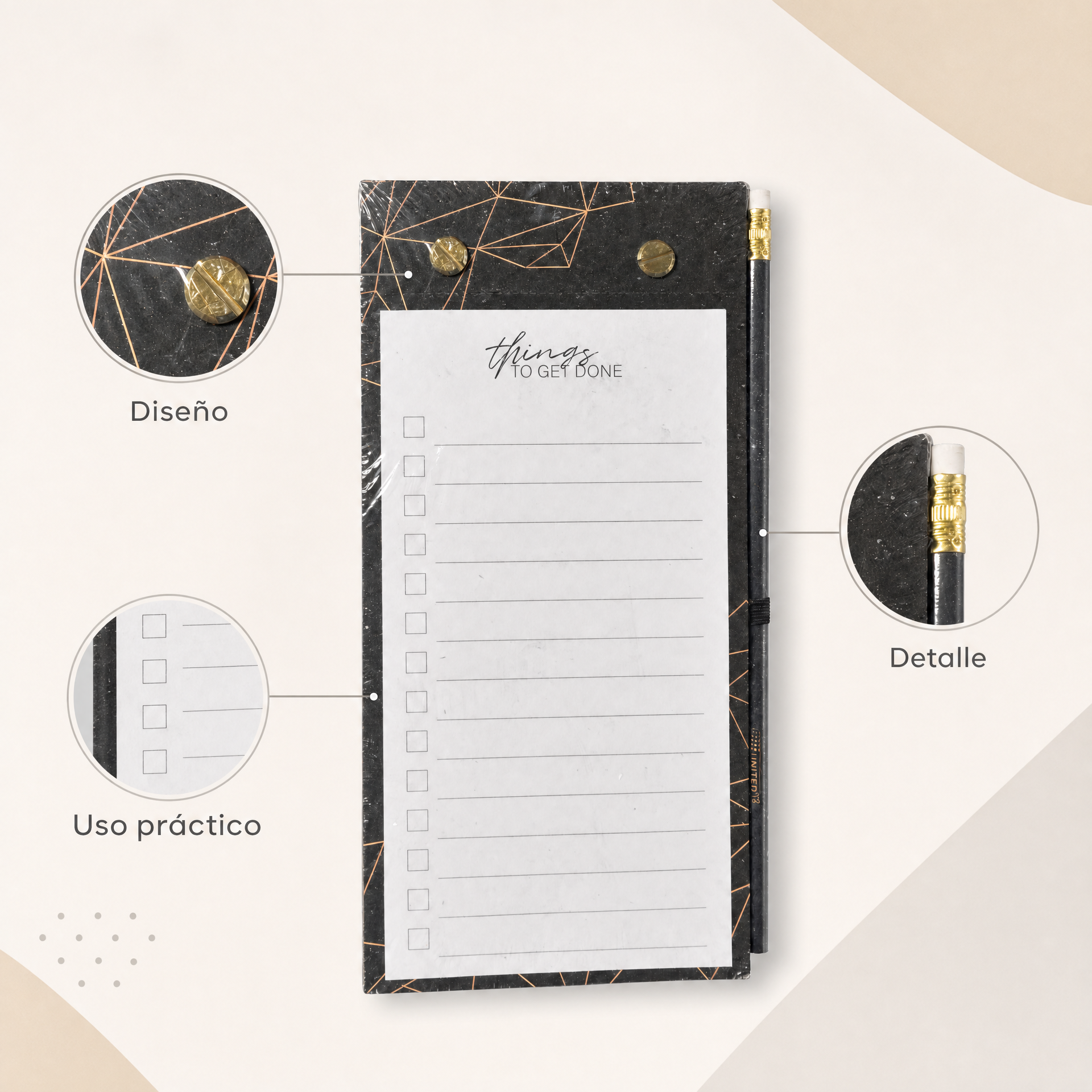 Bloc de notas decorativo Things to get done - lista de tareas
