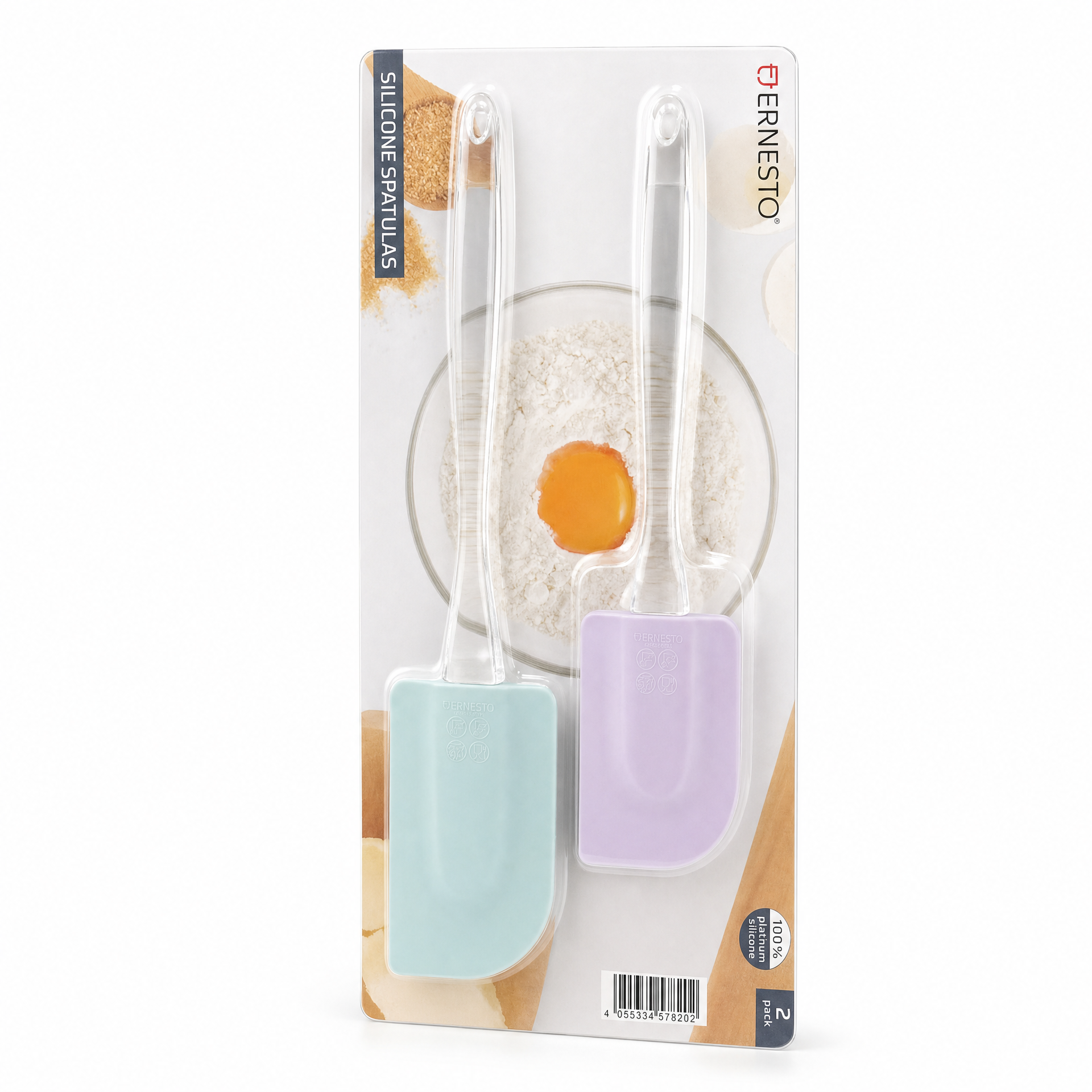 Ernesto Pack de 2 Espátulas de Silicona con Mango Transparente