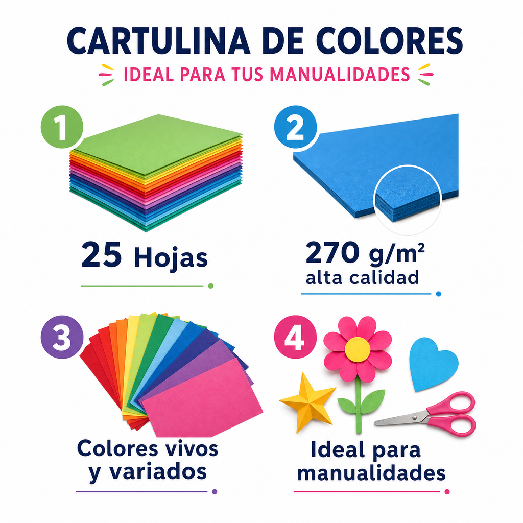 Crelando Bloc Cartulinas Colores Manualidades