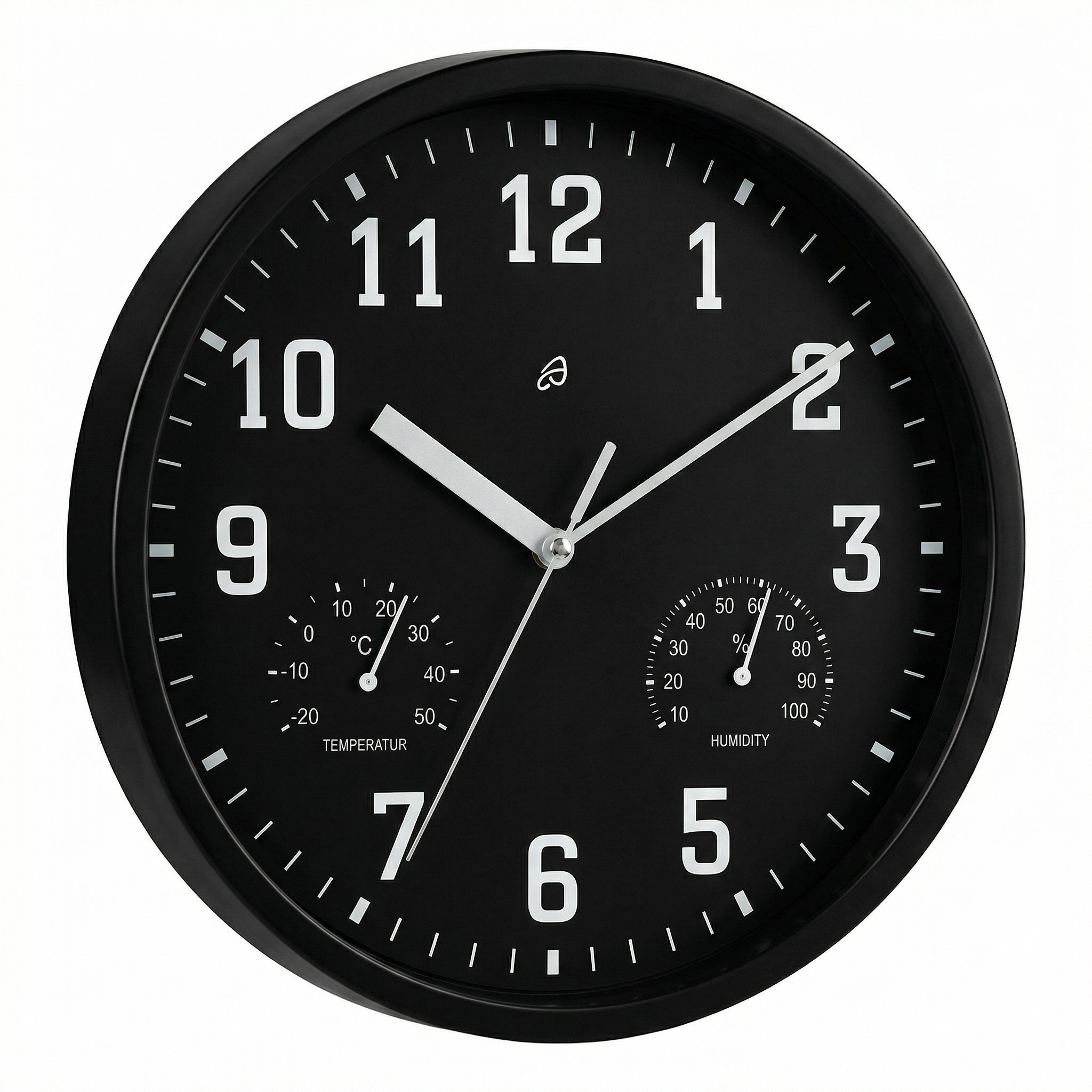 Reloj de Pared Auriol Negro con Temperatura y Humedad 25cm