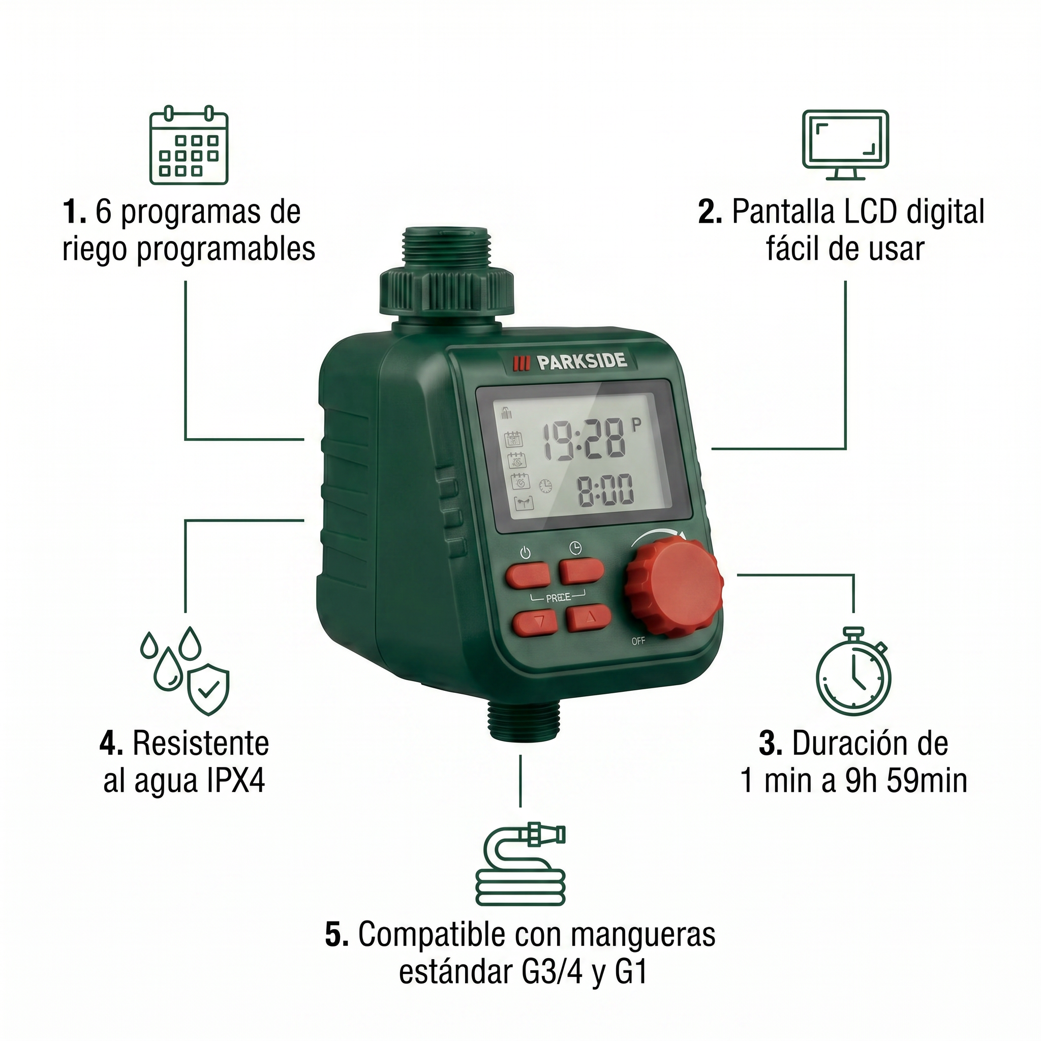 Programador de Riego Parkside PBCG B2