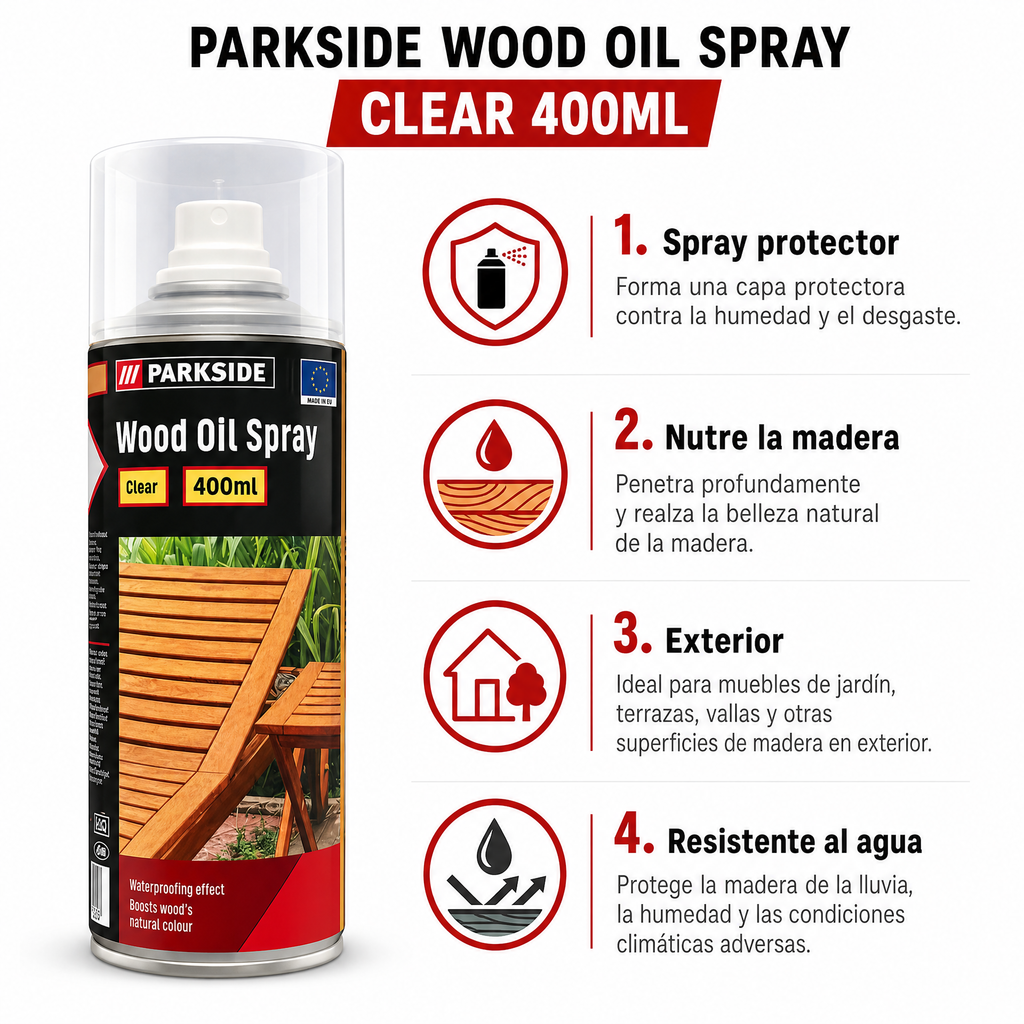 Parkside Spray Aceite Madera Clear 400ml