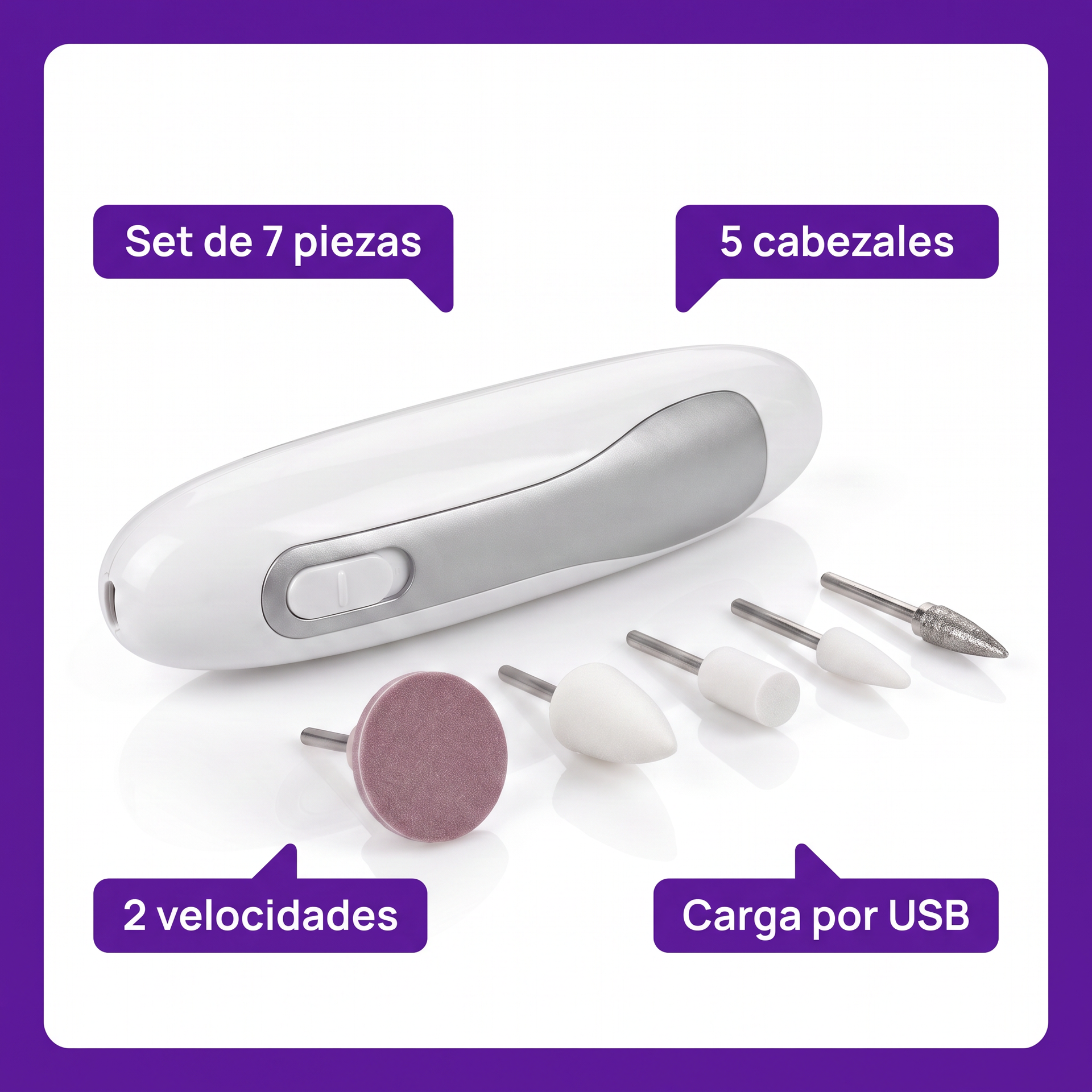 VITALmaxx Set Manicura y Pedicura Recargable 7 Piezas