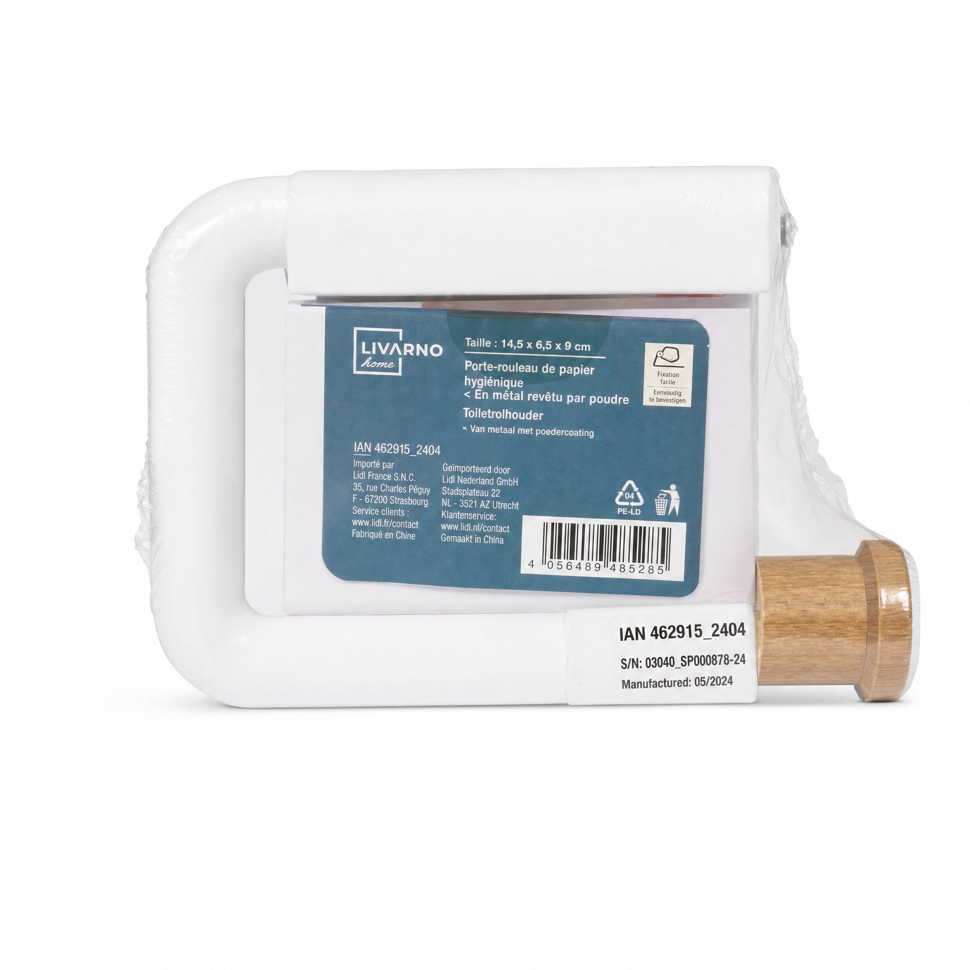 Livarno Portarrollos de pared en forma de U blanco con remate en tono madera