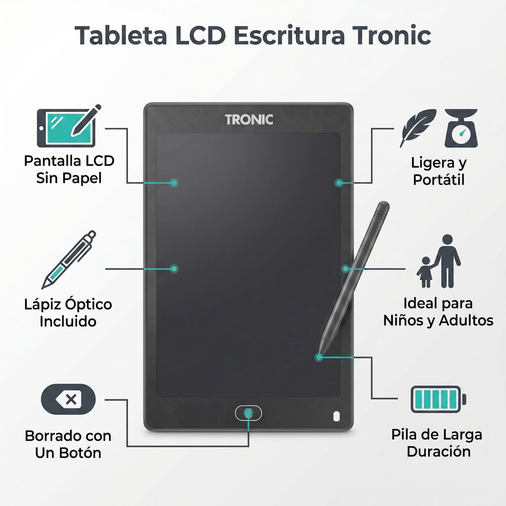 Tableta LCD Escritura y Dibujo Tronic — Gris