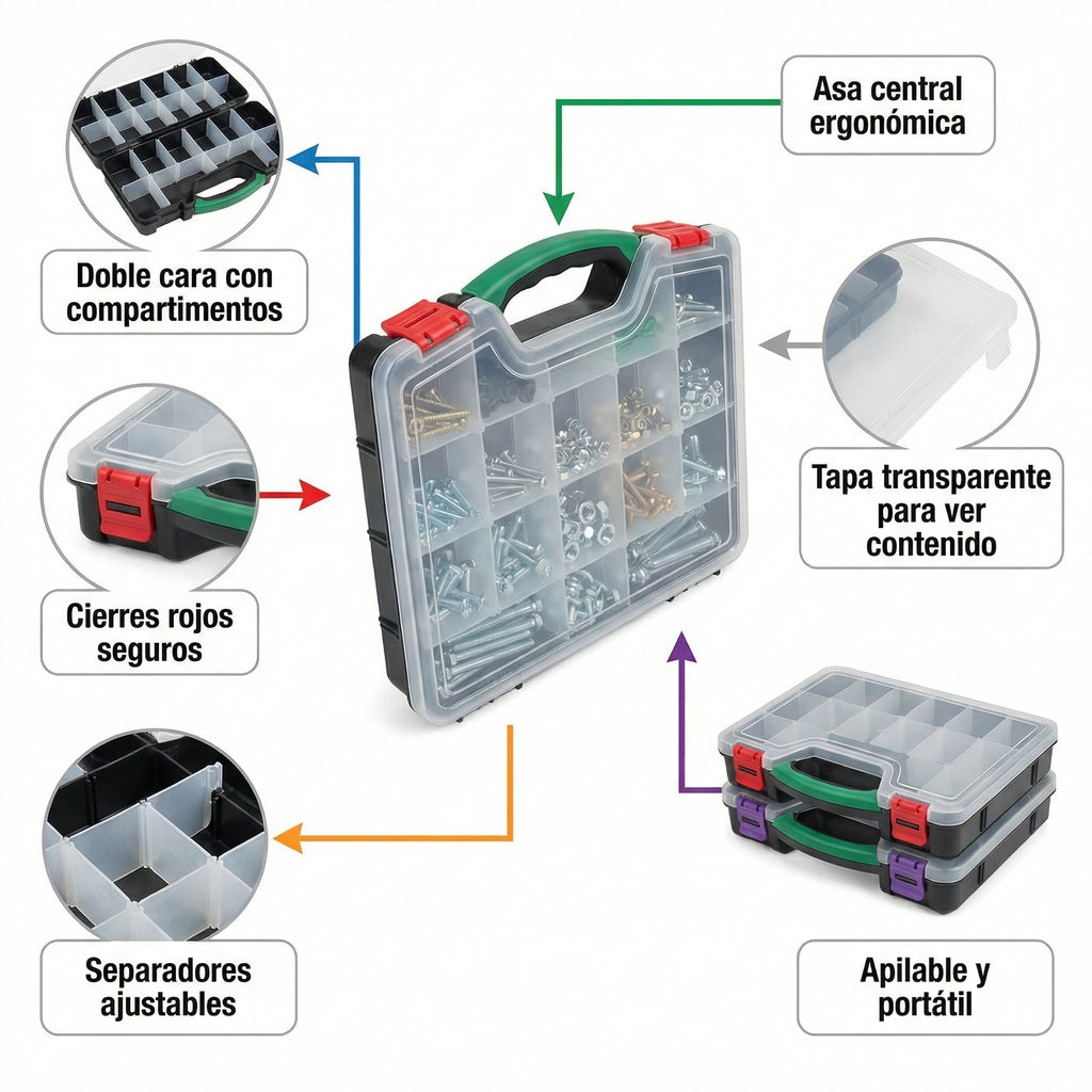 Organizador Doble Cara Transparente con Compartimentos Ajustables | Parkside