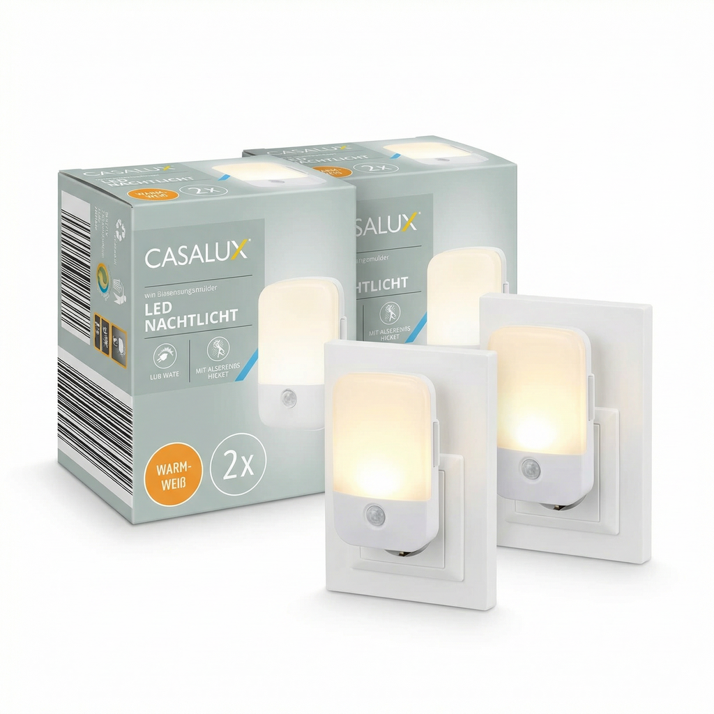Pack 2 Luces Nocturnas LED Enchufables Luz Cálida con Sensor | Casalux