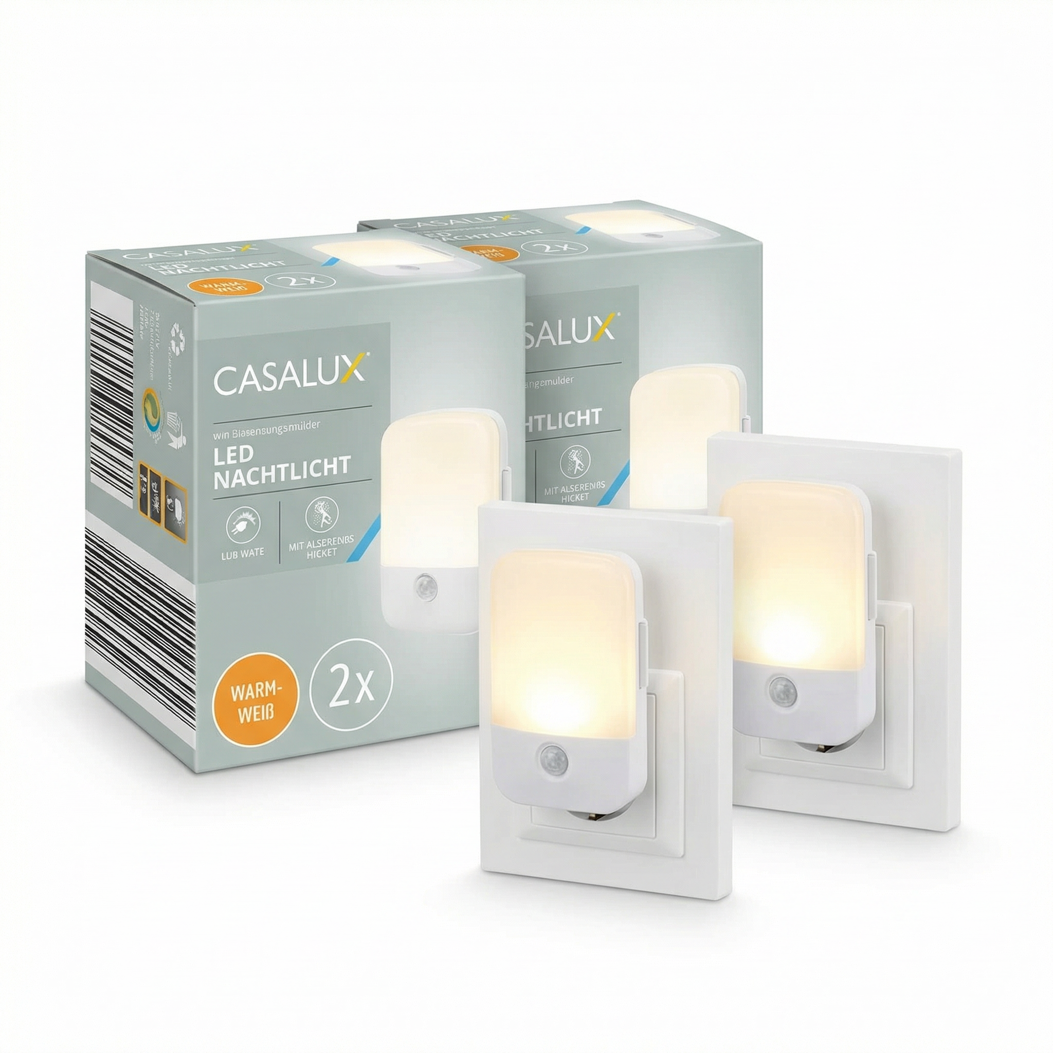 Pack 2 Luces Nocturnas LED Enchufables Luz Cálida con Sensor | Casalux