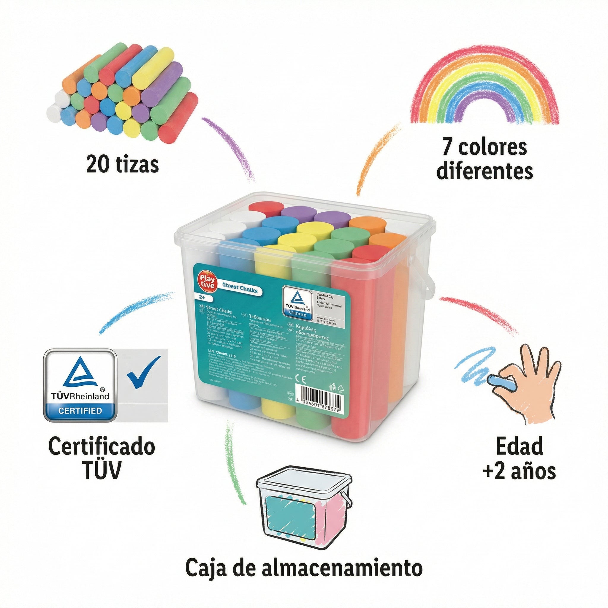 Set de 20 Tizas de Calle Gigantes 7 Colores - Playtive