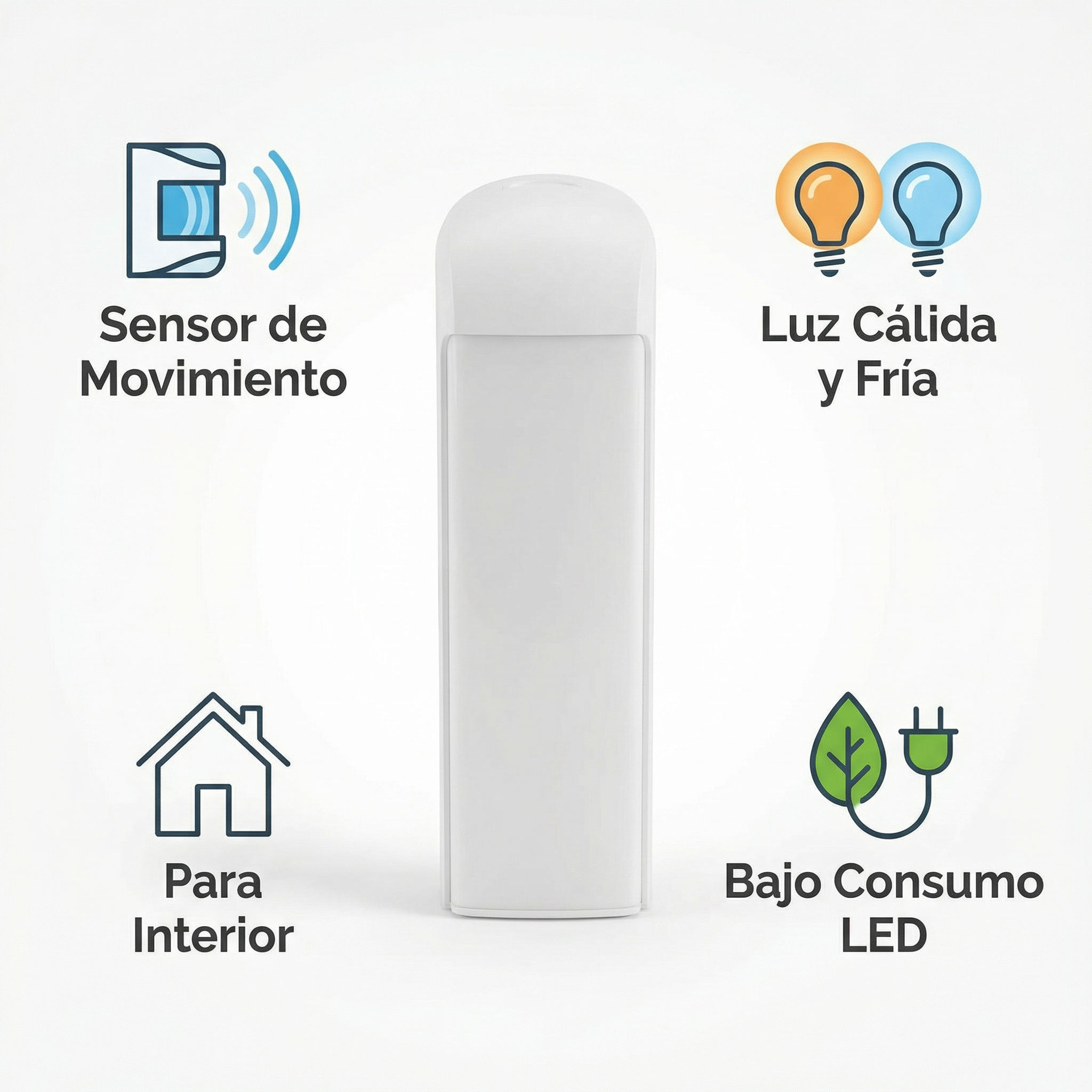 Luz Nocturna LED con Sensor de Movimiento Doble Color Cálido/Frío | Casalux